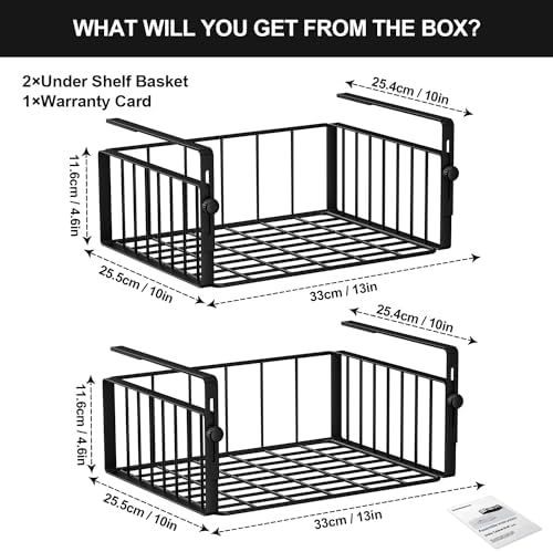 AmonHouseware 2Pack Under Shelf Basket Storage, Adjustable Hanging - Image 6