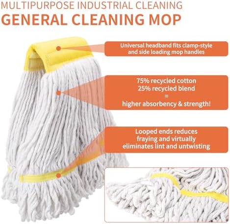 2 Pack Heavy Duty Mop Head Commercial Replacement, Industrial Heads Refill - Image 4
