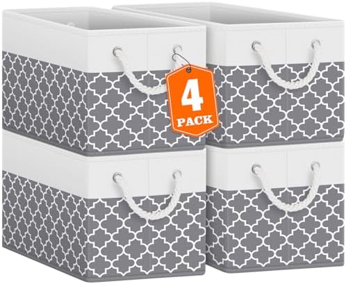 Fab totes Storage Bins 4-Pack, Foldable Storage Baskets by Fabtotes