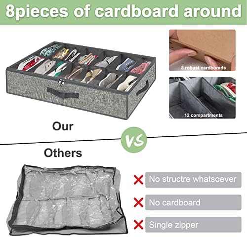 homyfort 28 Pairs Shoe Organizer Under Bed, Underbed Shoe Storage Boxes Bins - Image 5