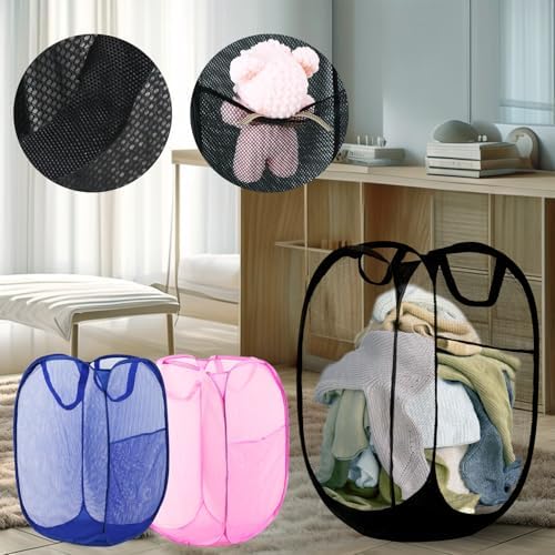 Pop Up Laundry Hamper, Mesh Laundry Basket Collapsible, Foldable Hamper - Image 6