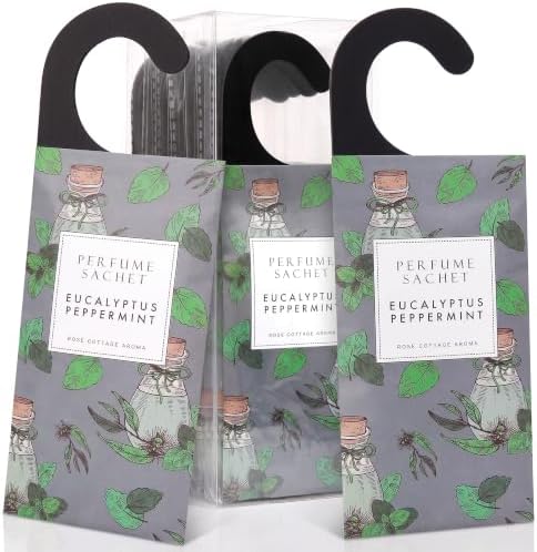 Large 12 Packs Eucalyptus Peppermint Hanging Scented Sachets Long-Lasting by ROSECOTTAGE
