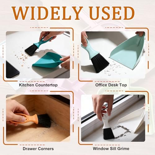 uxcell 2 Pcs Mini Dustpan and Brush Set, Small Broom and Dustpan Set - Image 6