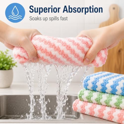 10 Pack Mircofiber Dish Cloths, Upgrade Kitchen Dish Rags, Reusable Cleaning - Image 4