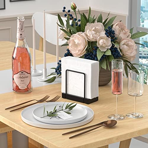 Wican Napkin Holder for Table, Bamboo Iron Standing Napkin Dispenser - Image 2