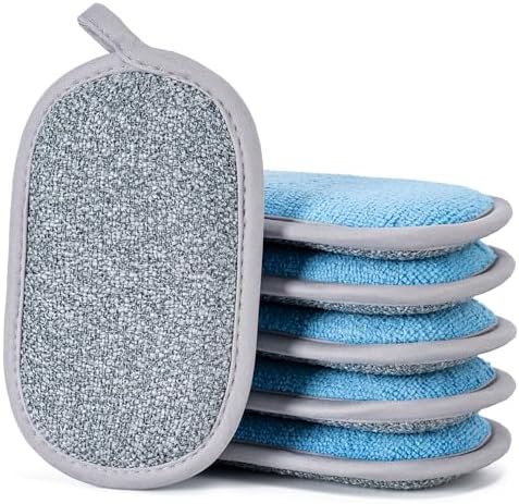Non Scratch Scrub Sponge-6pack, Dual-Sided Sponges Kitchen by CADONO