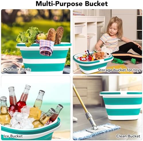 Large Collapsible Mop Bucket, 16L Plastic Bucket - Image 6