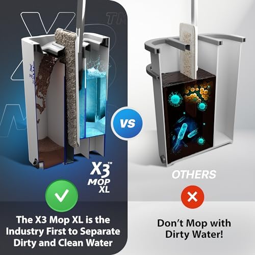 X3 Mop XL, Separates Dirty and Clean Water, 3-Chamber Design, Flat Mop and - Image 2
