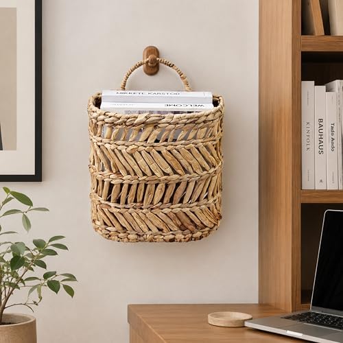 SHCMSADO Wicker Hanging Basket Handmade Woven Hanging Storage Basket Natural - Image 5