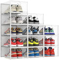 Pinkpum XXL 12 Pack Shoe Storage Box Clear Plastic Stackable Shoe Organizer by Pinkpum