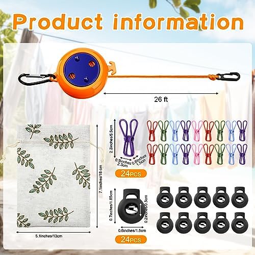 Windyun Portable Travel Clothesline Cord Adjustable 26ft Camping Clothes Line - Image 2