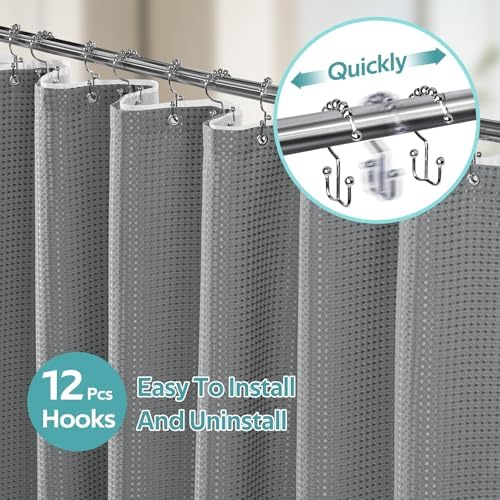 Vipfree 3 in 1 Shower Curtain Set, Waffle Shower Curtain and Liner Set - Image 2