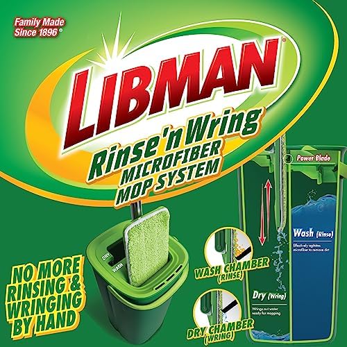 Libman Rinse 'n Wring Mop and Bucket System, 4 Microfiber Pads Included - Image 2