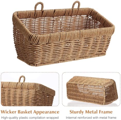 2 Pcs Wall Hanging Basket Wall Mount Pantry Fruit Basket Boho Style Decor - Image 3