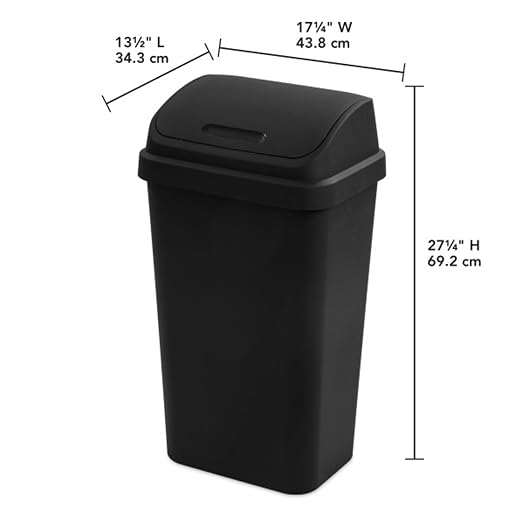 Sterilite Swing Top Wastebasket, Trash Can, 13 Gallon, Garage and Workspace - Image 3