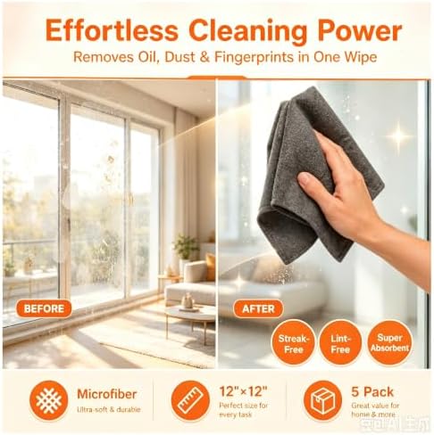 5 Pack Genie Cloth Magic Cloth, Magic Cleaning Cloth, Microfiber Cleaning Cloths - Image 4