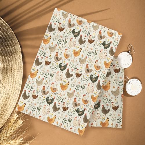 Farmhouse Chicken Rooster Kitchen Towels, Chicken Dish Towels, Rooster Decor - Image 2