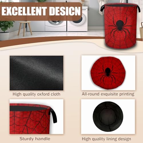 Red Spider Web Laundry Baskets, Laundry Hamper, Storage Basket - Image 5