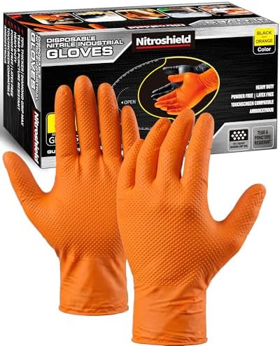 wcy 9 Mil Heavy Duty Disposable Nitrile Gloves, Diamond Grip by Unknown