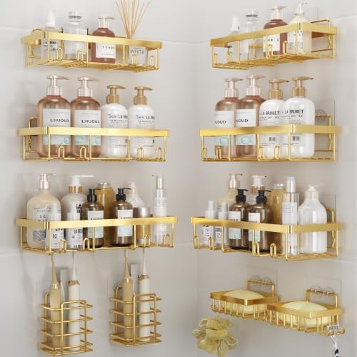 Liuoud 10 Pack Shower Caddy for Inside shower, Brite Gold Bathroom Storage by Liuoud