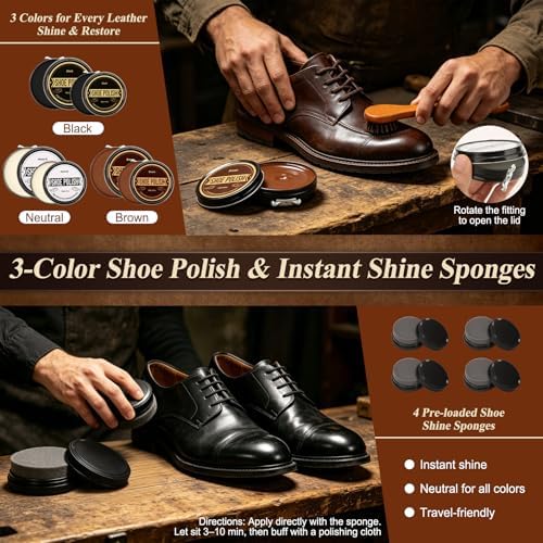 Cruzix Leather Shoe Polish Kit- Shoe Shine Gift - Image 2