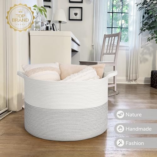 INDRESSME 115L Extra Large Woven Rope Blanket Basket Living Room - Image 7