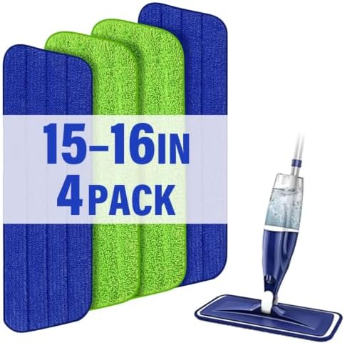 16.5" Microfiber Mop Pads Refills, 4 Pack Reusable Replacement Heads​​ by PANDAGRIP