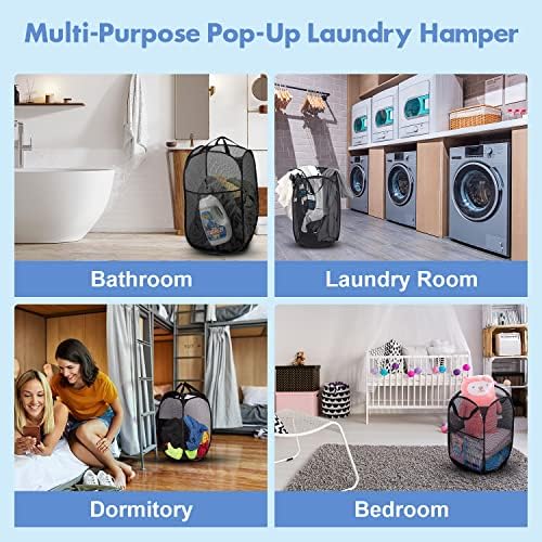 Pop Up Laundry Hamper, 70L Collapsible Mesh Basket - Image 6