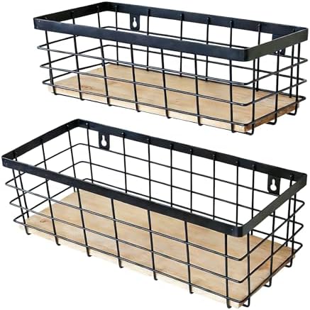 ShabbyDecor Metal Wire Basket for Kitchen Cabinet Pantry Bathroom Set of 2 by ShabbyDecor