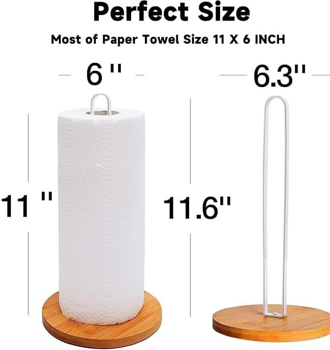 Wooden Paper Towel Holder Countertop, Kitchen-Towel-Holder FreeStanding - Image 2