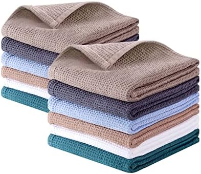 QUILTINA Dish Towels Set, 100% Cotton Waffle Weave Kitchen Towels 12 Pack by Quiltina