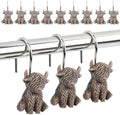 12 Pcs Highland Cow Shower Curtain Hooks, Vintage Resin Shower Curtain Hangers by Unknown