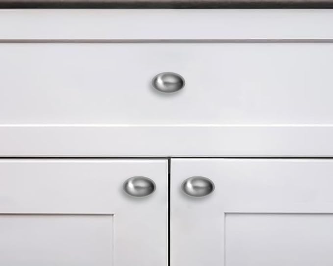 khtumeware 10 Pack 1-3/8 Inch Oval Brushed Satin Nickel Cabinet Knobs Kitchen Egg Cabinet Knobs Cabinet Hardware for Cupboard Drawer Handles Dresser Pulls
