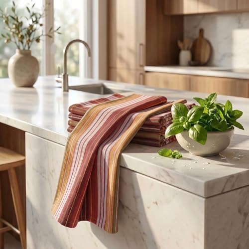 Urban Villa Kitchen Towel Cotton Dish Towel 20”x30” Harvest Stripe - Image 6