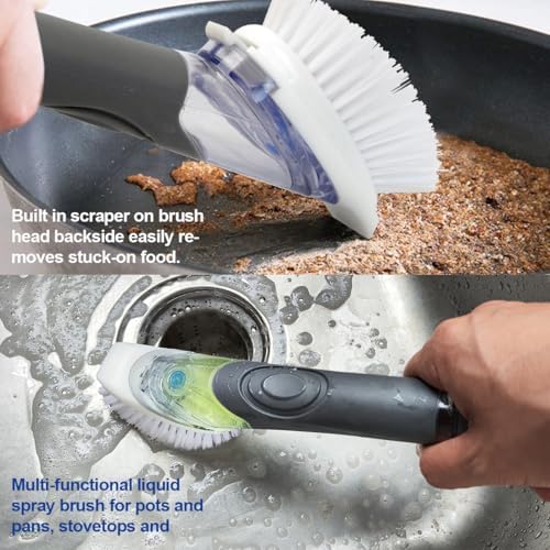 CELOX Dish Brush with Soap Dispenser, 1 Dish Wand & 3 Dish Brush Refill Heads - Image 3