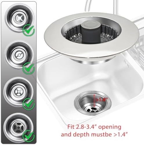 BAOLSLS 3 in 1 Kitchen Sink Stopper, Pop Up Kitchen Sink Drain Strainer - Image 5