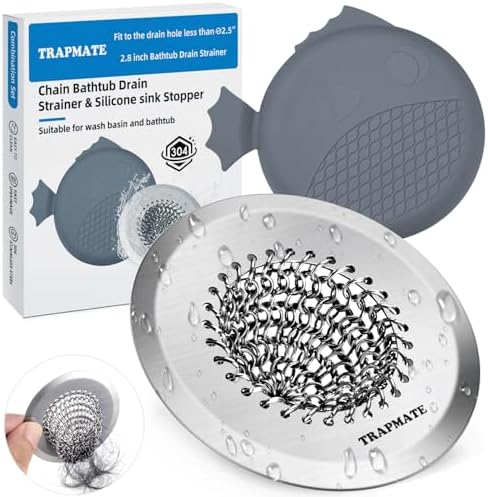 TRAPMATE Shower Drain Hair Catcher, 2.8" Bathtub Stopper Drain Strainer Kit by TRAPMATE