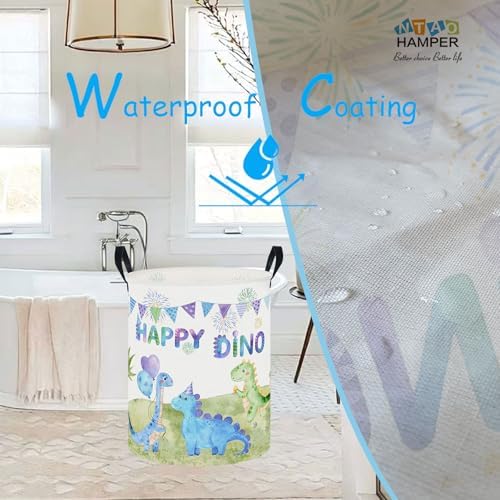 62L Kids Colorful Dinosaur Waterproof Laundry Hamper - Image 3