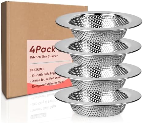4 Pack Kitchen Sink Strainer, 304 Stainless Steel Sink Drain Strainer, 2mm by Vivaforte-US