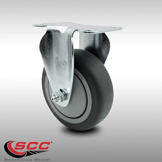 Service Caster Brand Replacement Caster for Uline Caster H-7446R - Stainless Steel Rigid Top Plate Caster with 4 Inch Thermoplastic Rubber Wheel - Fits Carts and Platform Trucks H-7490