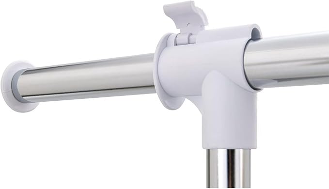 Adjustable Rolling Garment Rack 84-121cm Wide, Chrome White - Image 7