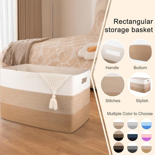 OIAHOMY 108L Extra Large Blanket Basket Dog Toy Basket Light Brown - Image 4