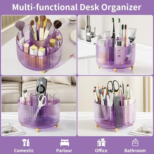 Clear Rotating Makeup Organizer Countertop - Image 3