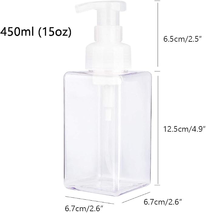 Foaming Soap Dispenser, 15oz Plastic Refillable Pump Bottle, 2 Pack, Shampoo & - Image 6