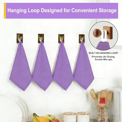 Microfiber Cleaning Cloth, 12 Pack Purple Cleaning Rags, Reusable Microfiber - Image 3