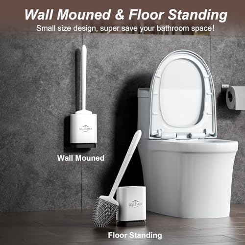 Sellemer Silicone Toilet Brush, Ventilation Slots Holder 1 Pack Pearl White - Image 6