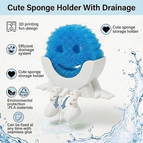 Creative Drainage Sponge Holder: Traceless Glue, 3D Printed Funny Kitchen Sink - Image 2