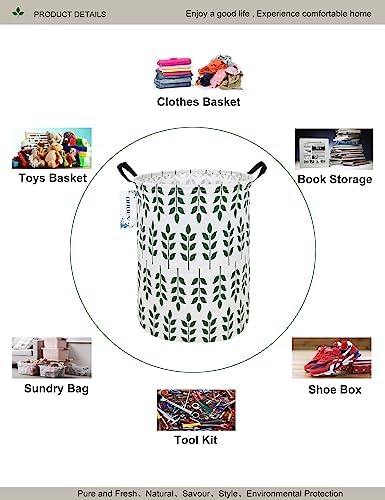 Round Leaf Laundry Hamper, Household Storage Bin - Image 3