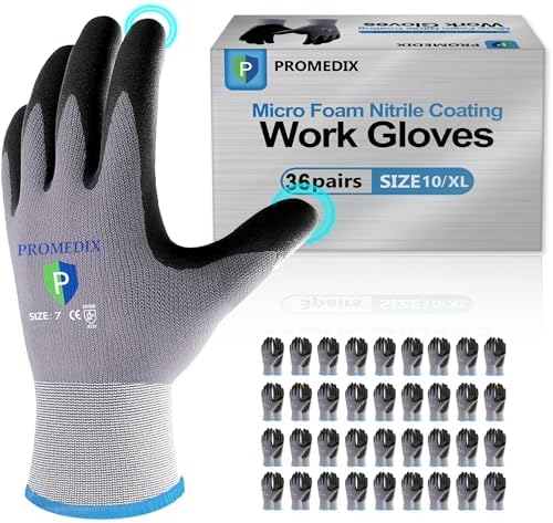 PROMEDIX P Nitrile Coated Work Gloves, MicroFoam Safety Work Gloves Men by PROMEDIXP