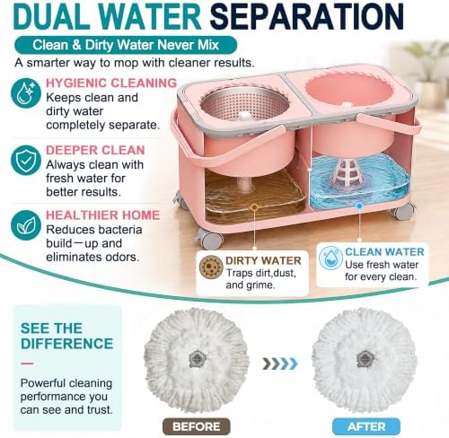 Easy-Rinse Spin Mop Bucket Gen 2, Clean/Dirty Water Separation - Image 3
